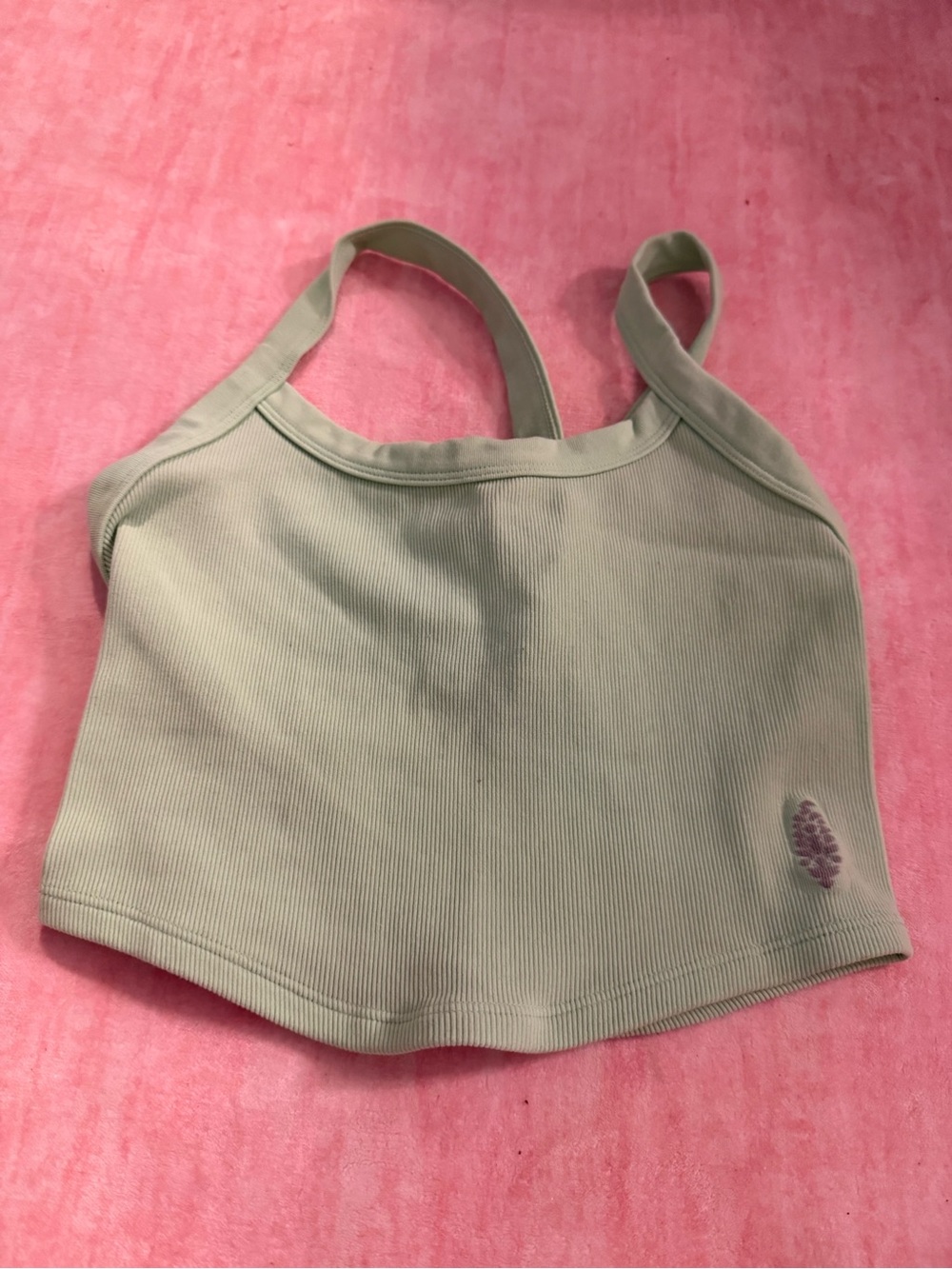Free People Sage Ribbed Cropped Tank
